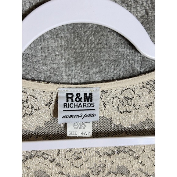 R & M Richards Lace Open Front Iridescent Cardigan Womens Size 14WP Petite‎ NWT - Picture 3 of 9